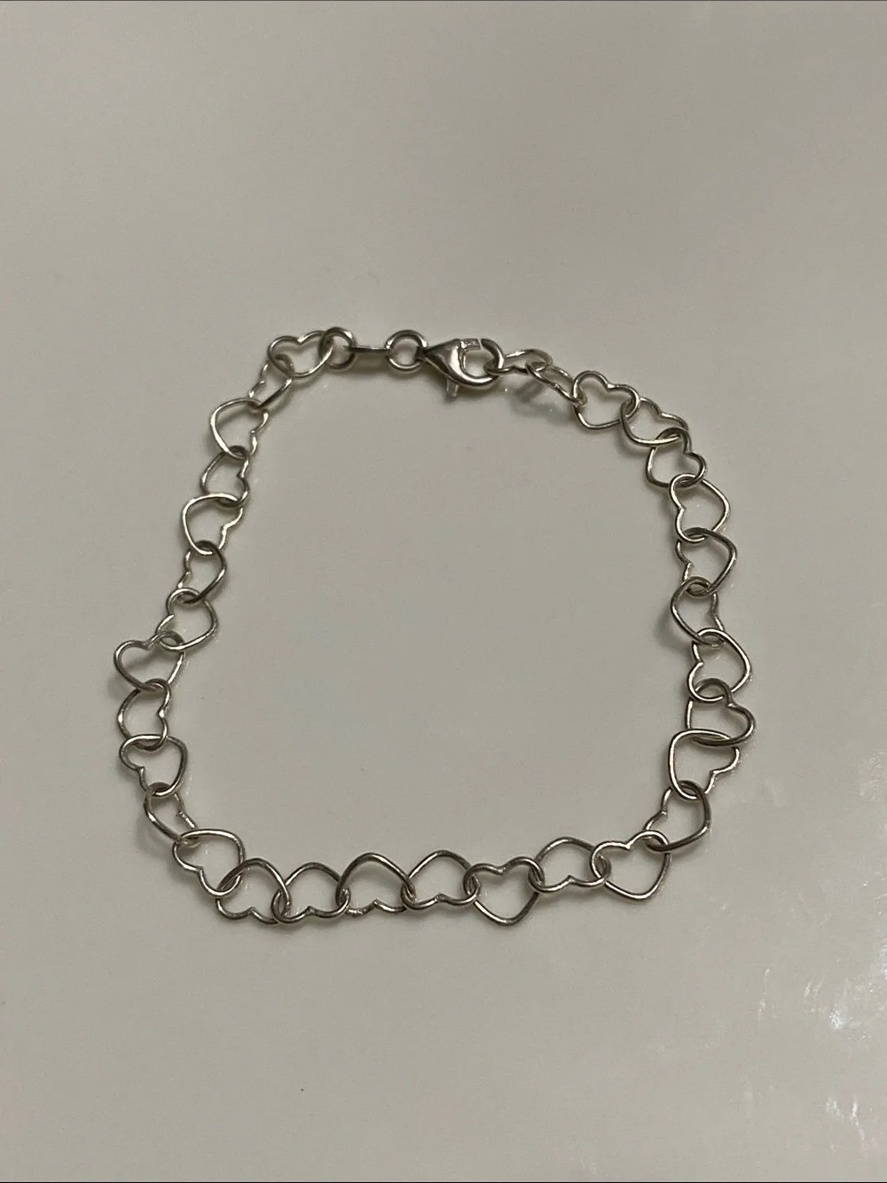 925 Italy Silver Heart Link Bracelet